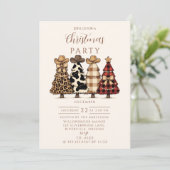 Western Cowgirl Plaid Leopard Christmas Einladung (Stehend Vorderseite)