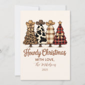 Western Cowgirl Plaid Leopard Christmas Feiertagskarte (Vorderseite)