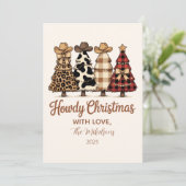 Western Cowgirl Plaid Leopard Christmas Feiertagskarte (Stehend Vorderseite)