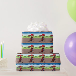 Western Cowgirl Pole Bending Personalisiert Geschenkpapier