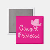 Western Cowgirl Princess mit rosa Hut Magnet (Vorderseite/Rückseite)