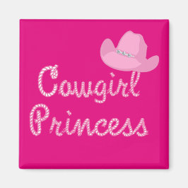 Western Cowgirl Princess mit rosa Hut Magnet