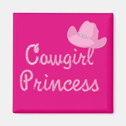 Western Cowgirl Princess mit rosa Hut Magnet (Vorne)
