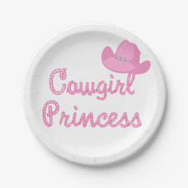 Western Cowgirl Princess Party Pink Hat Pappteller