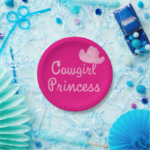 Western Cowgirl Princess Party Pink Hat Pappteller (Party)