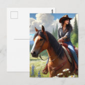 Western Cowgirl Reiten Postkarte (Vorne/Hinten)