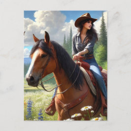 Western Cowgirl Reiten Postkarte