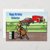 Western Cowgirl Rodeo Barrel Racer in Arena Einladung (Vorne/Hinten)