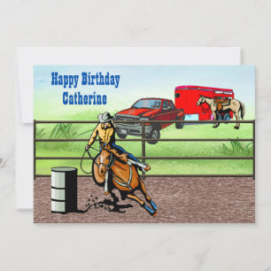 Western-Cowgirl-Rodeo-Barrel-Racerin in der Arena Einladung