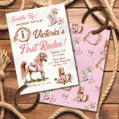 Western Cowgirl Rodeo Pink Bow Pony Birthday Einladung