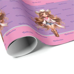 Western Cowgirl Rodeo Princess 1 Personalisiert Geschenkpapier