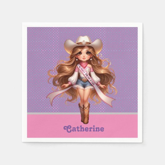 Western Cowgirl Rodeo Princess 1 Personalisiert Serviette (Vorderseite)