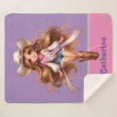 Western Cowgirl Rodeo Princess 1 Personalisiert Sherpadecke (Vorderseite (Horizontal))