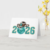 Western Cowgirl Silvester 2026 Karte (Gelbe Blume)