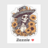 Western Cowgirl Skeleton Sunflowers Aufkleber (Blatt)