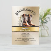 Western Cowgirl Stiefel Gold schwarz blubbly chic Einladung (Stehend Vorderseite)