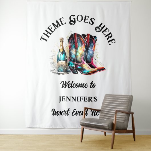 Western Cowgirl Stiefel iridescent Sekt Wandteppich (Beispiel)