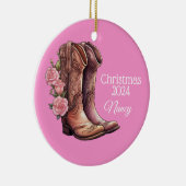 Western Cowgirl Stiefel Rose Weihnachtsschmuck (Rechts)