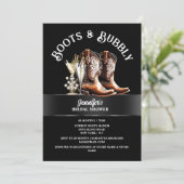 Western Cowgirl Stiefel Schwarz-weißen blubbly chi Einladung (Stehend Vorderseite)