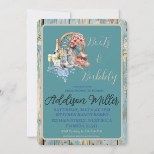 Western Cowgirl Stiefel und Bubbly Brautparty Einladung