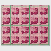 Western Cowgirl Stiefel und Hut Valentine auf Karo Geschenkpapier (Flach)