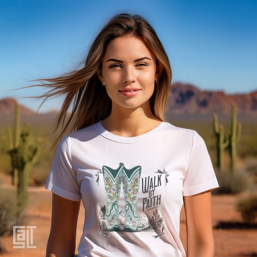 Western Cowgirl Stiefel zu Fuß durch den Glauben C Tri-Blend Shirt