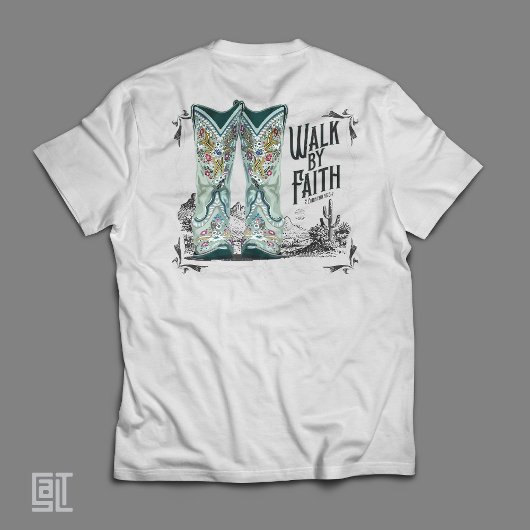 Western Cowgirl Stiefel zu Fuß durch den Glauben C Tri-Blend Shirt