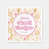 Western Cowgirl Third Rodeo 3rd Birthday Party Serviette (Vorderseite)