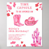 Western Cowgirl Time Kapsel 1. Geburtstag Poster (Vorne)