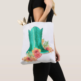 Western Cowgirl und Blume Totbeutel Tasche
