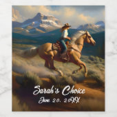 Western Cowgirl und Palomino Pferd Weinetikett (Einzelnes Label)