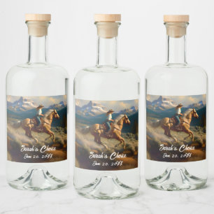 Western Cowgirl und Palomino Pferdeschehen Alkoholflaschenetikett