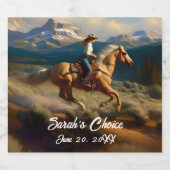 Western Cowgirl und Palomino Pferdeschehen Alkoholflaschenetikett (Einzelnes Label)