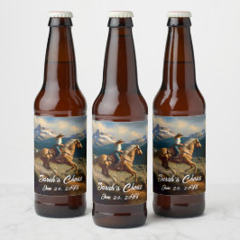 Western Cowgirl und Palomino Pferdeschehen Bierflaschenetikett