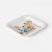 Western Cowgirl und Pferd Personalisiert Geburtsta Pappteller (Gewinkelt)