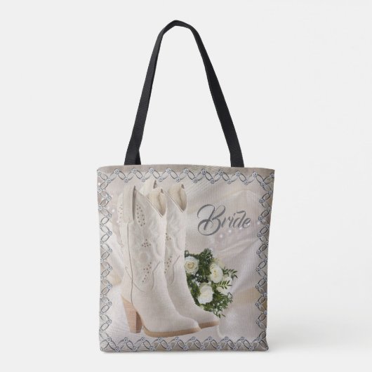 Western Cowgirl Wedding Bride Tote Bag Tasche (Rückseite)