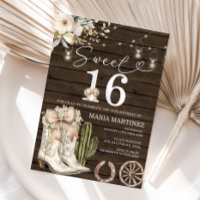 Western Cowgirl White Boots Wood Sweet 16 Geburtst
