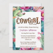 Western Cowgirl Wüstenkaktus Mädchen bunt chic Einladung (Vorderseite)