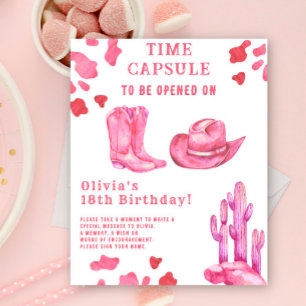 Western Cowgirl Zeitkapsel 1. Geburtstag Poster