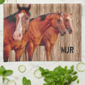 Western Cowgirl's Monogramm mit Pferden Geschirrtuch (Gefaltet)