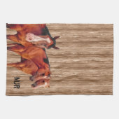 Western Cowgirl's Monogramm mit Pferden Geschirrtuch (Horizontal)