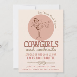Western Cowgirls und Cocktails Bachelorette Einladung