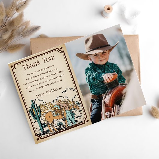 Western Cowgrirl Geburtstagsparty Dankeschön Karte