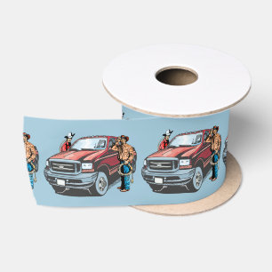 Western Craft Floral Geschenk Ribbon Cowboys Truck Satinband