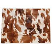 Western Cream Brown Cowhid Große Geschenktüte (Vorderseite)