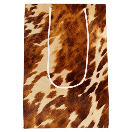Western Cream Brown Cowhid Mittlere Geschenktüte (Rückseite)