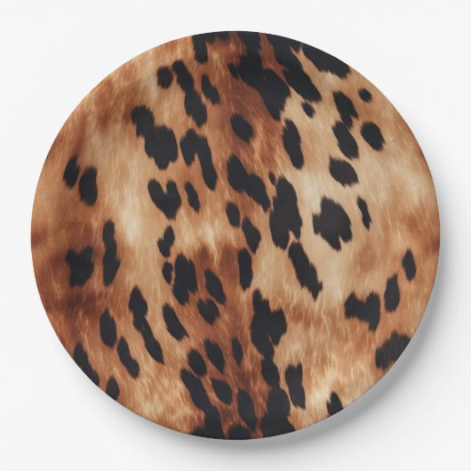 Western Cream Brown Cowhid Pappteller (Vorderseite)