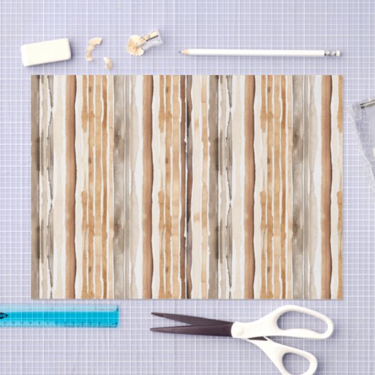 Western Creme Brown Streifen Geburtstag Seidenpapier (Handwerk)