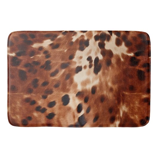 Western Creme Gepunktet Brown Black Cowhide Badematte (Vorderseite)