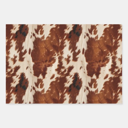 Western Creme Gepunktet Brown Black Cowhide Geschenkpapier Set (Vorderseite 2)